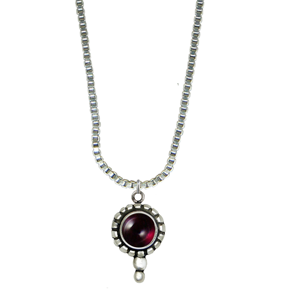 Sterling Silver Little Garnet Pendant Necklace